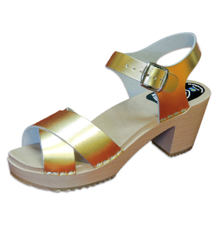 Trskosandal Ankle-Cross Guld-Metallic 7 cm